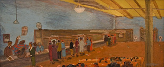 “The Old Policy Wheel,” a 1935 oil painting by Walter Ellison. (Image: ChicagoModern.org)